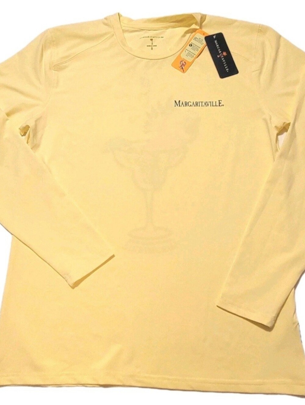 Margaritaville Parrothead Club Long Sleeve T-Shirt Elfin Yellow SMALL UPF50 NWT - Picture 3 of 10